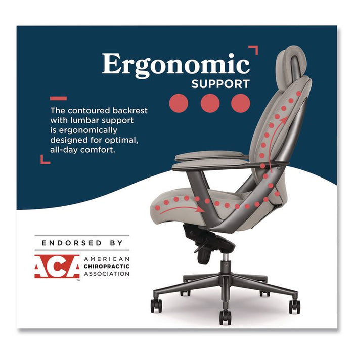 Vannes Ergonomic Executive Chair, Supports Up to 275 lb, 20.5" to 23.5" Seat Height, Light Gray Seat and Back, Dark Gray Base