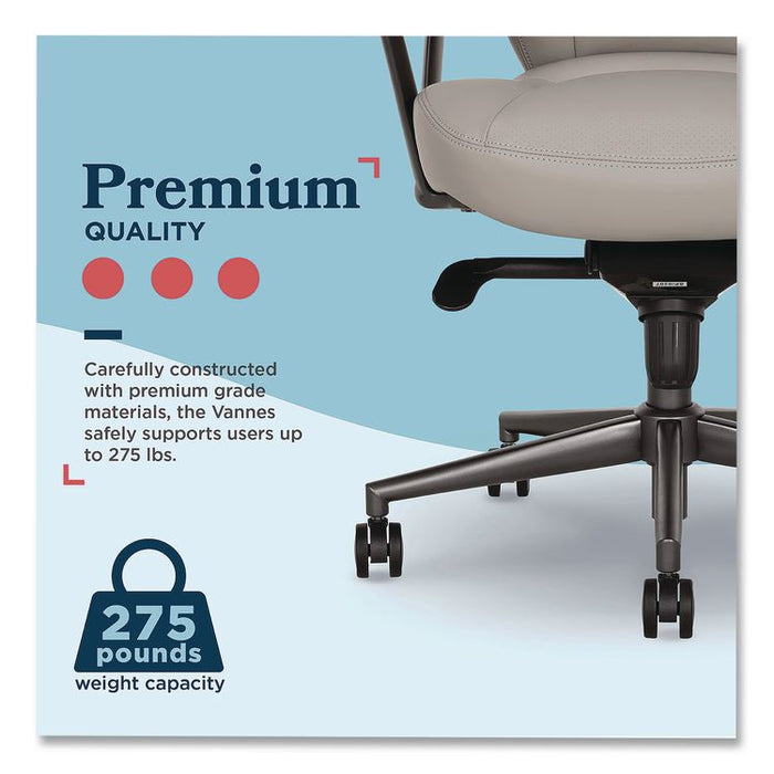 Vannes Ergonomic Executive Chair, Supports Up to 275 lb, 20.5" to 23.5" Seat Height, Light Gray Seat and Back, Dark Gray Base