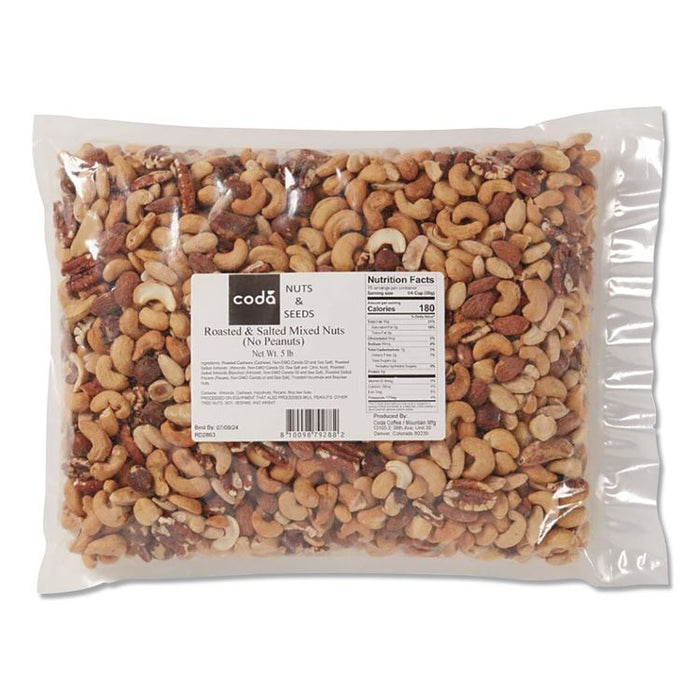 Coda Roasted and Salted Mixed Nuts, 5 lb Bag, 4/Carton