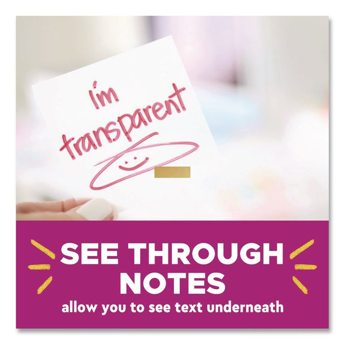 Transparent Notes, 2.88" x 2.88", Assorted Colors, 36 Sheets/Pad, 2 Pads/Pack