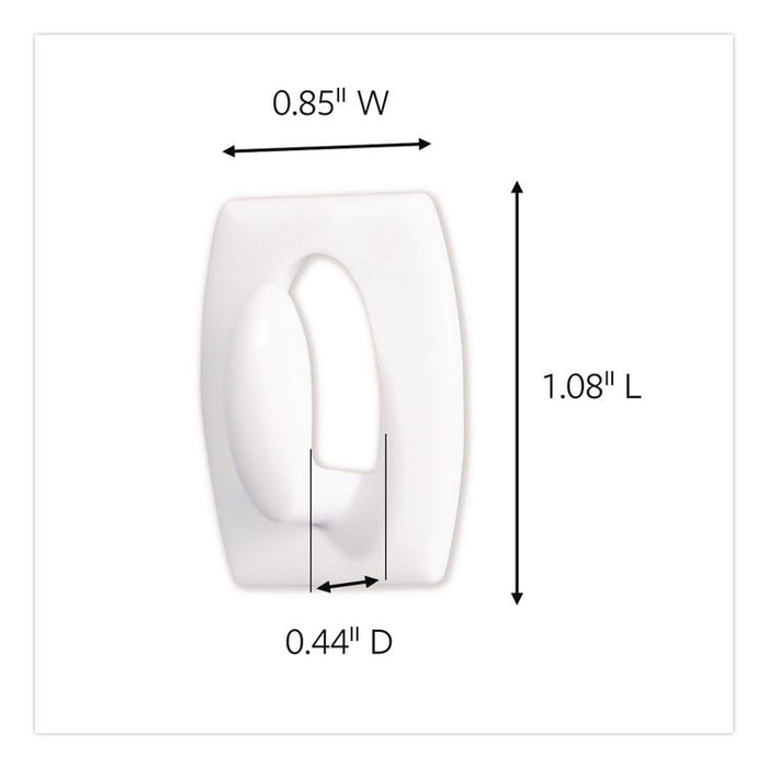 Mini Hooks, Plastic, White, Supports 0.5 lb, 18/Pack