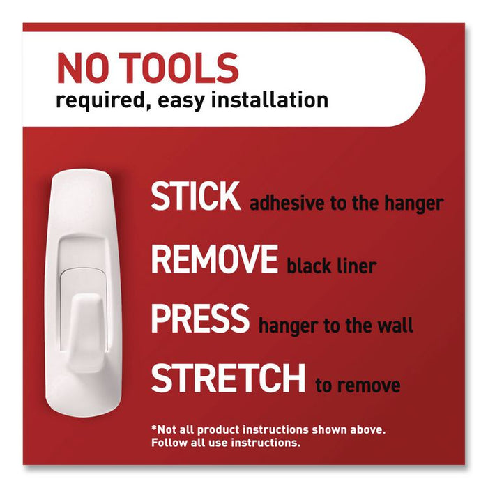 Large Utility Hooks, Plastic, White, Supports 5 lb, 6/Pack