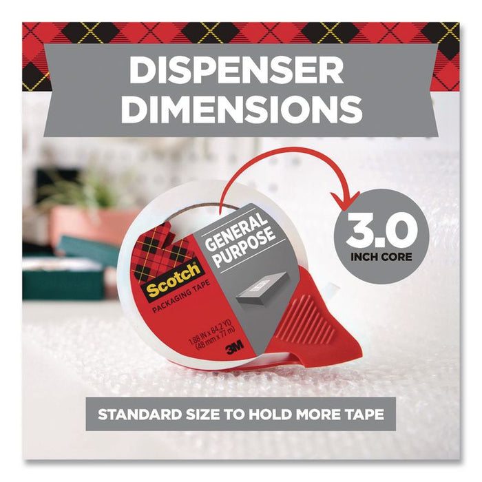 General Purpose Packaging Tape with Dispenser, 3" Core, 1.88 x 84.2 yds, Clear