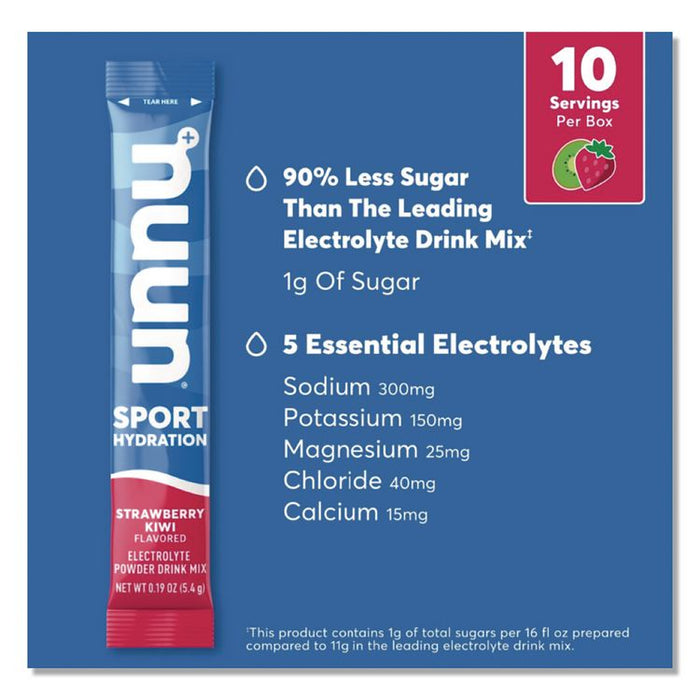 Sport Hydration Electrolyte Powder Drink Mix, Strawberry Kiwi, 0.19 oz Stick, 10/Box