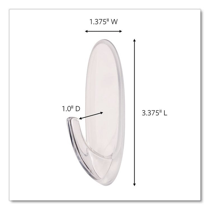 Large Clear Hooks, Plastic, Supports 4 lb