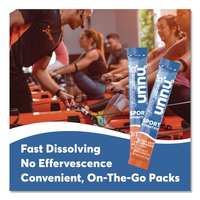 Sport Hydration Electrolyte Powder Drink Mix, All Out Orange, 0.18 oz Stick, 10/Box