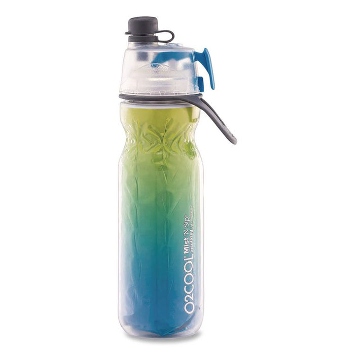 Elite Mist 'N Sip Plastic Double-Wall Insulated Water Bottle, 20 oz, Ombre Blue