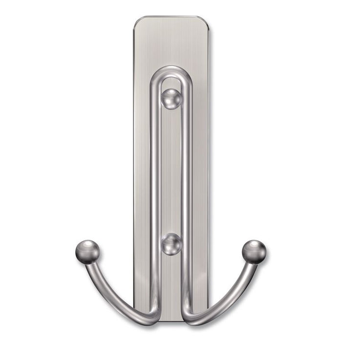 Large Double Bath Hooks, Metal, Satin Nickel, Supports 4 lb
