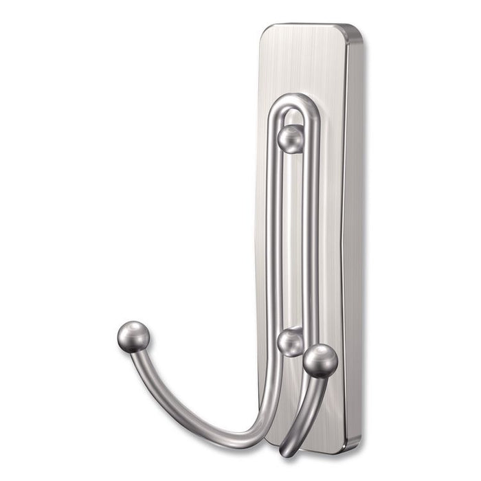 Large Double Bath Hooks, Metal, Satin Nickel, Supports 4 lb