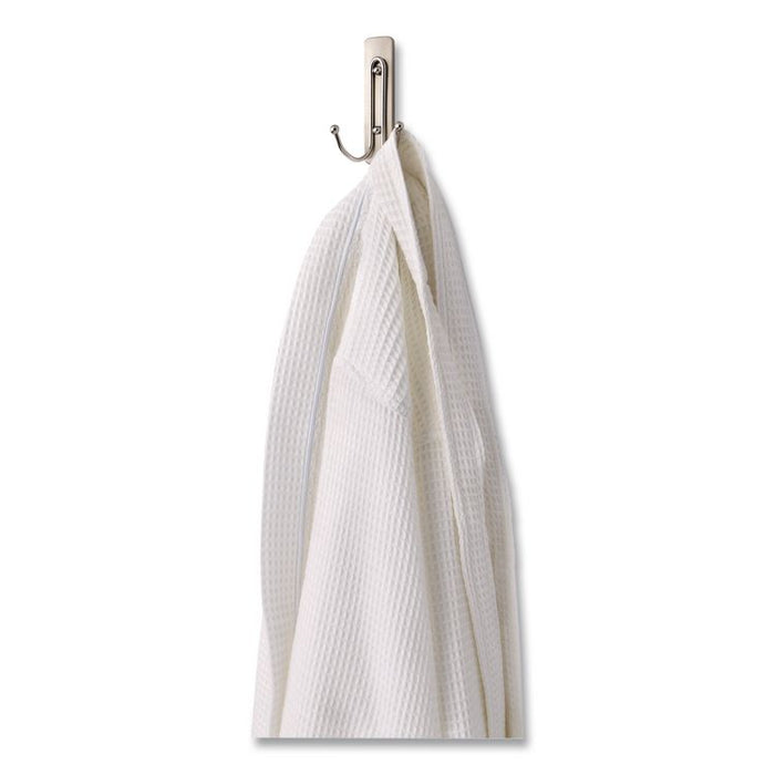 Large Double Bath Hooks, Metal, Satin Nickel, Supports 4 lb