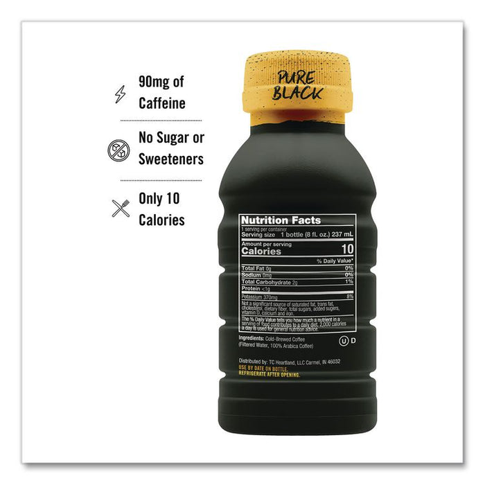 Cold Brew Coffee, Pure Black, 8 oz Bottle, 24/Carton