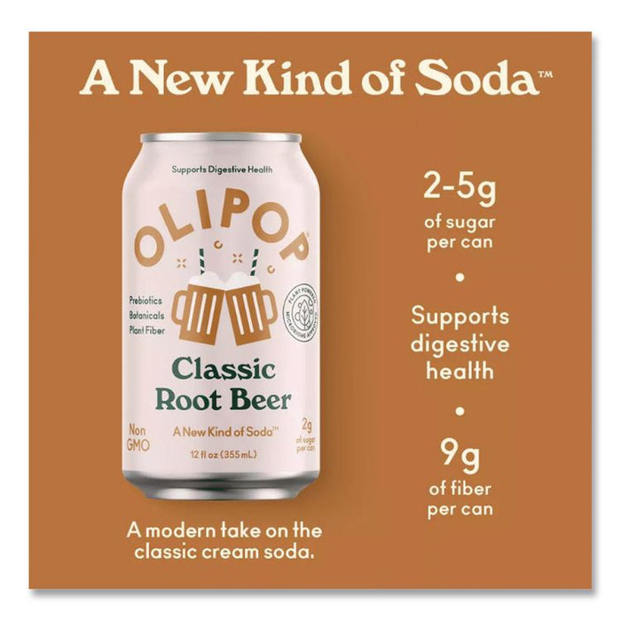 Prebiotic Soda, Root Beer, 12 oz Can, 12/Carton