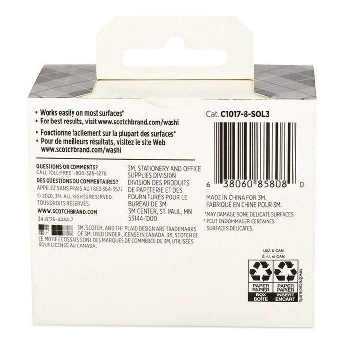 Washi Tape, Solid Earth, 0.39" x 7.69 yd, Assorted Colors/Finishes, 8 Rolls/Pack