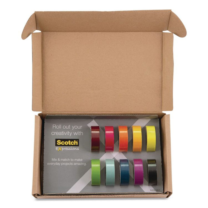 Expressions Washi Tape, 0.59" x 32.75 ft, Assorted Colors, 10 Rolls/Pack