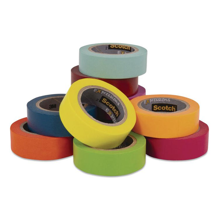 Expressions Washi Tape, 0.59" x 32.75 ft, Assorted Colors, 10 Rolls/Pack