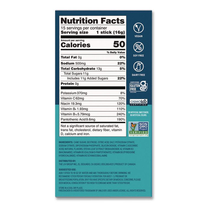 Hydration Multiplier, Popsicle Firecracker, 0.56 oz Stick, 15/Pack