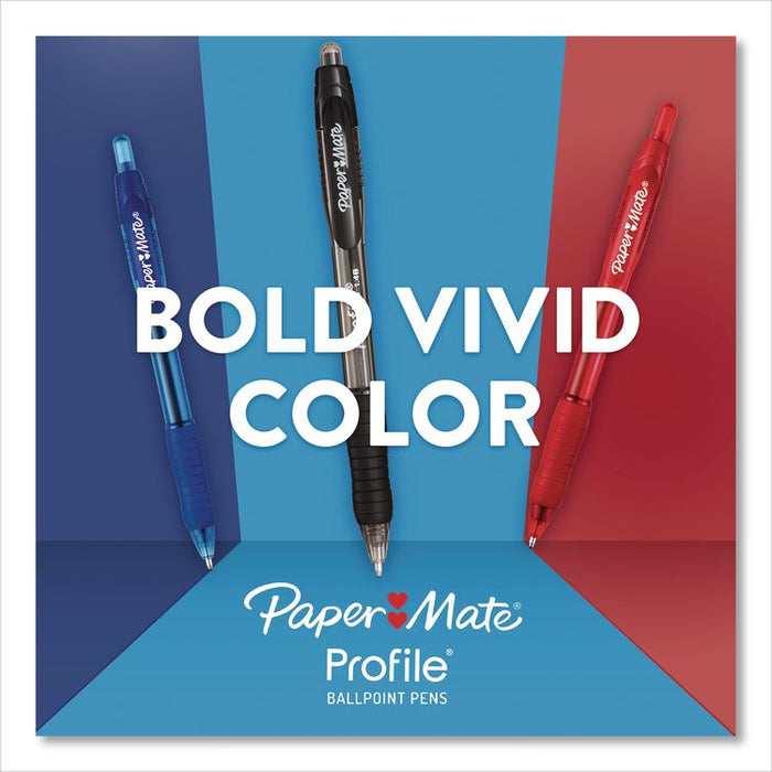 Profile Ballpoint Pen, Retractable, Bold 1.4 mm, Black Ink, Smoke/Black Barrel, 8/Pack