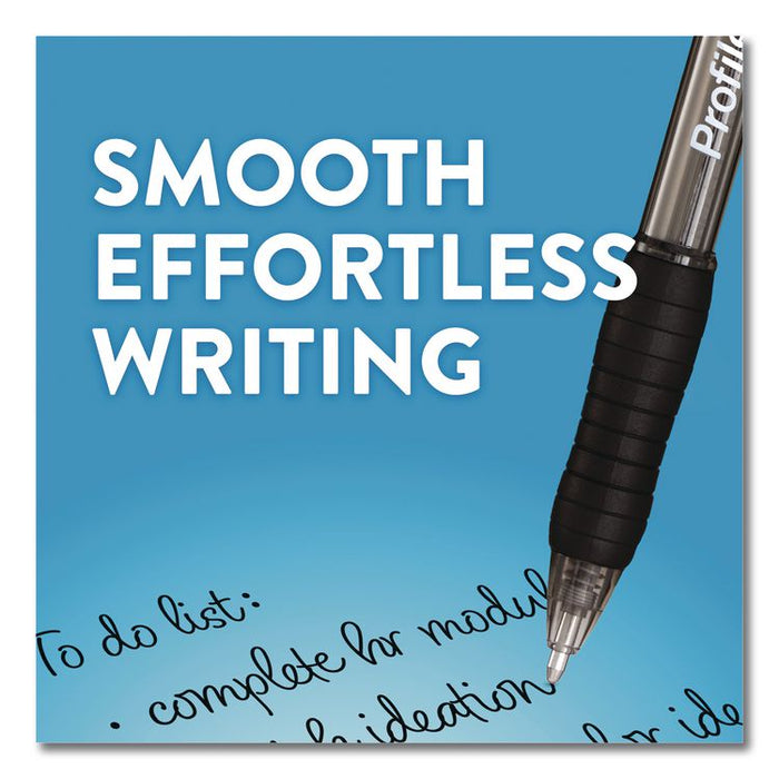 Profile Ballpoint Pen, Retractable, Bold 1.4 mm, Black Ink, Smoke/Black Barrel, 8/Pack