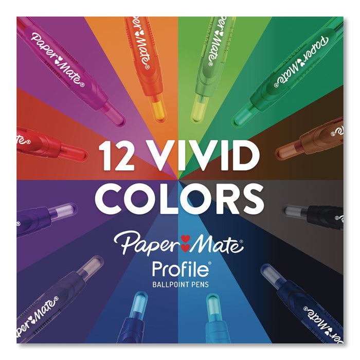 Profile Ballpoint Pen, Retractable, Bold 1.4 mm, Black Ink, Smoke/Black Barrel, 8/Pack