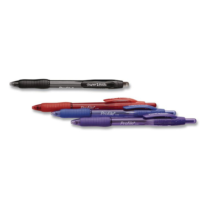 Profile Ballpoint Pen, Retractable, Bold 1.4 mm, Assorted Ink and Barrel Colors, 4/Pack