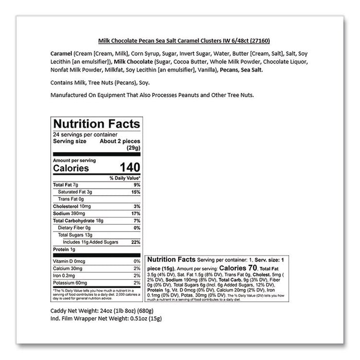 Small Batch Wonders Snack-Size Sea Salt Caramel Pecan Cluster, 48 Pieces, 24 oz Box