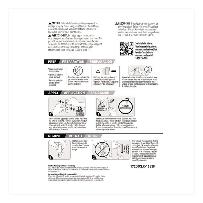 Damage-Free Hanging Clear Refill Strips, Value Pack Assortment: (8) Medium(0.73" x 2.75"), (8) Small (0.62" x 2.12"), 16/Pack