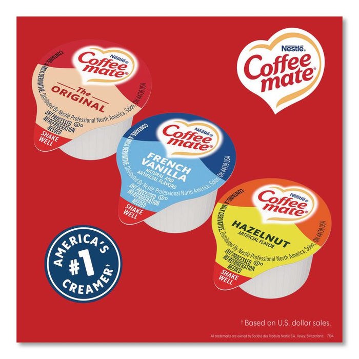 Liquid Coffee Creamer, Assorted Flavors, 0.38 oz Mini Cups, 150/Carton