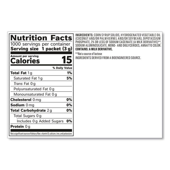 Powdered Creamer Packets, Original, 0.1 oz Packet, 1,000/Carton