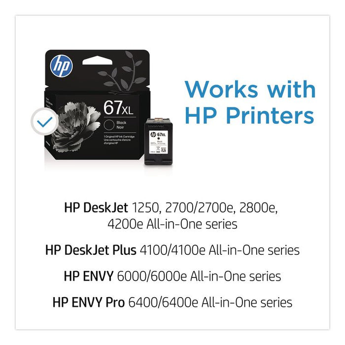 HP 67XL, (3YM57AN) High-Yield Black Original Ink Cartridge