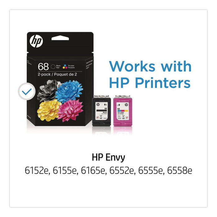 HP 68 (6L6S2TN) 2-Pack Black/Tri-Color Original Ink Cartridge