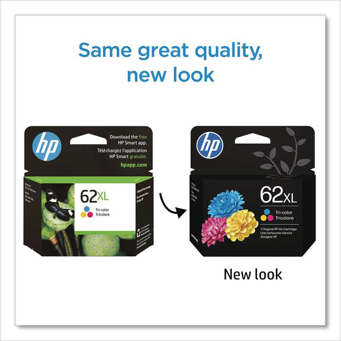 HP 62XL, (C2P07AN) High-Yield Tri-Color Original Ink Cartridge