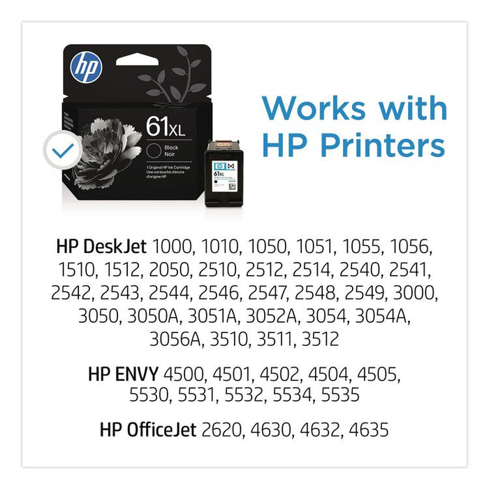 HP 61XL, (CH563WN) High-Yield Black Original Ink Cartridge