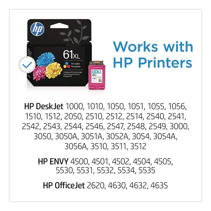 HP 61XL, (CH564WN) High-Yield Tri-Color Original Ink Cartridge