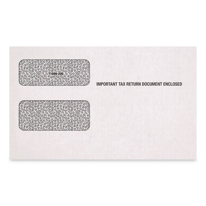 Double Window Tax Form Envelopes, Commercial Flap, Gummed Closure, 5.63 x 9, White, 100/Pack