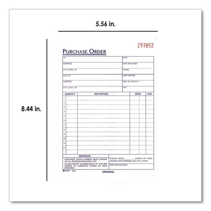Multipart Purchase Order Pad, Three Part Carbonless, 5.56 x 8.44, 50 Forms Total