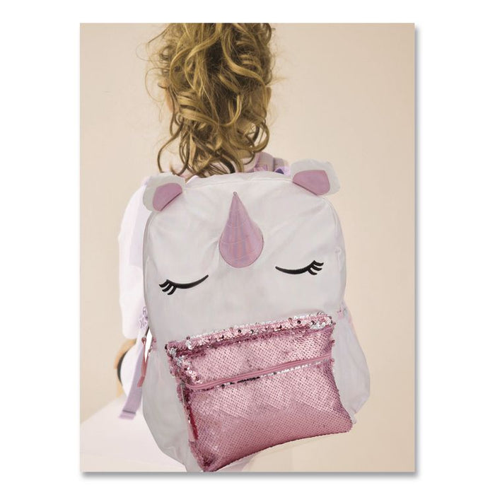 Adorable Unicorn Backpack, 12 x 5 x 16, White/Pink