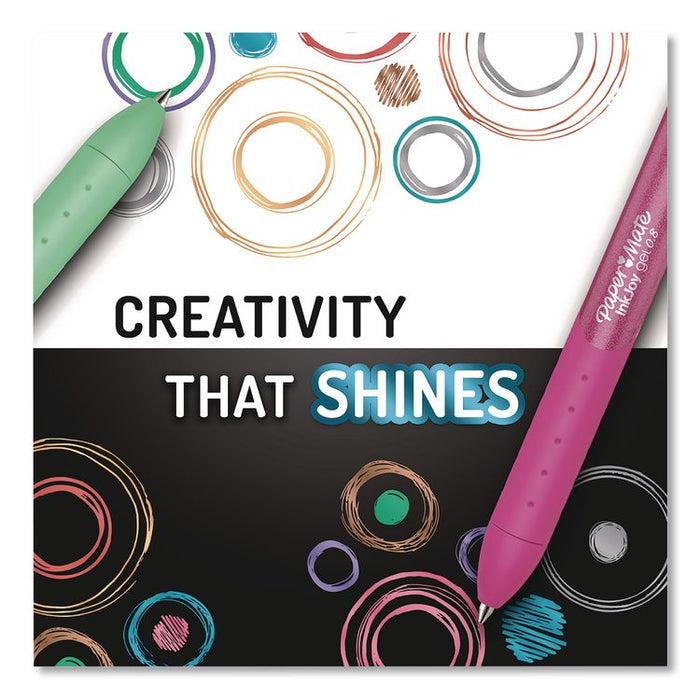 InkJoy Gel Metallic Gel Pen, Retractable, Medium 0.8 mm, Assorted Ink and Barrel Colors, 6/Pack