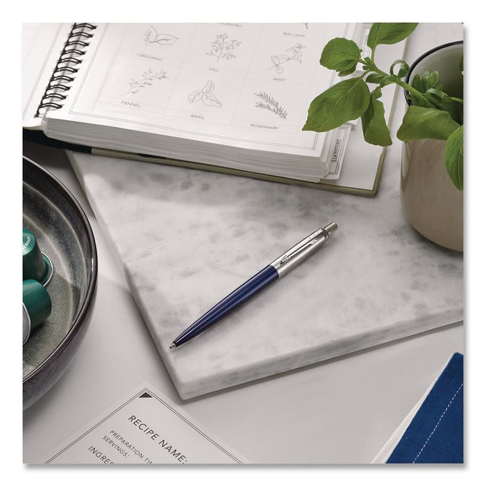 Jotter Ballpoint Pen, Retractable, Medium 0.7 mm, Blue Ink, Royal Blue/Stainless-Steel Barrel