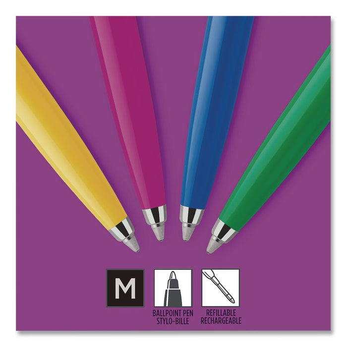 Jotter Ballpoint Pen, Spirit of the 1990s Collection, Retractable, Medium 0.7 mm, Black Ink, Assorted Barrel Colors, 4/Pack