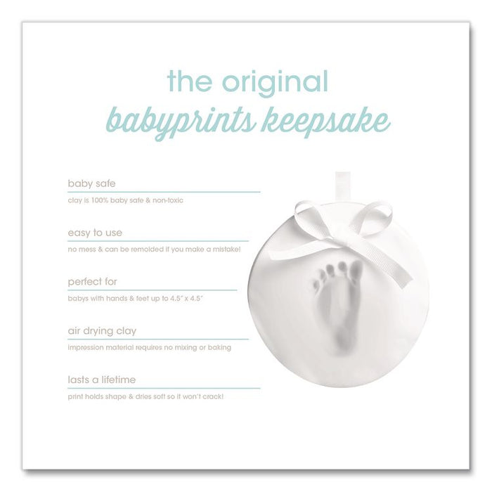 Babyprints Handprint or Footprint Keepsake Ornament Kit, 100% Baby Safe Impression Material/Shaping Ring/Ribbon/Pin