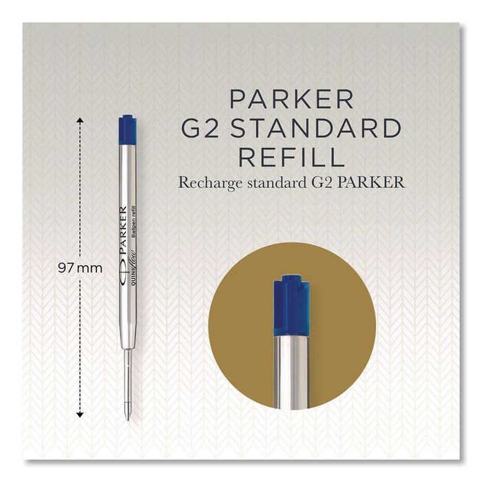 Quinkflow Refill for Parker Ballpoint Pen, Medium Conical Tip, Blue Ink, 10/Pack