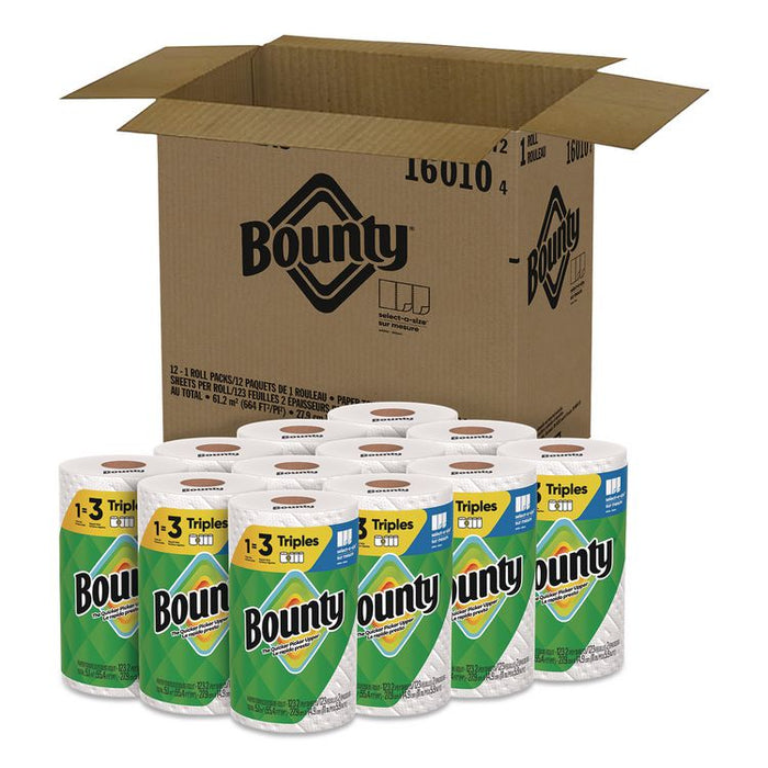 Select-A-Size Triple Roll Paper Towels, 2-Ply, 5.9 x 11, White, 123 Sheets/Roll, 12 Rolls/Carton