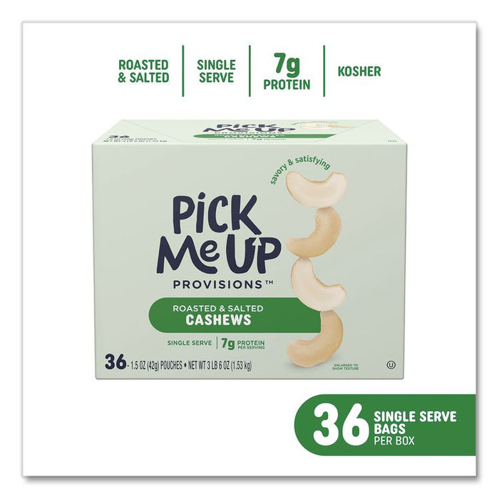 Roasted and Salted Cashews, 1.5 oz Pouch, 36/Box