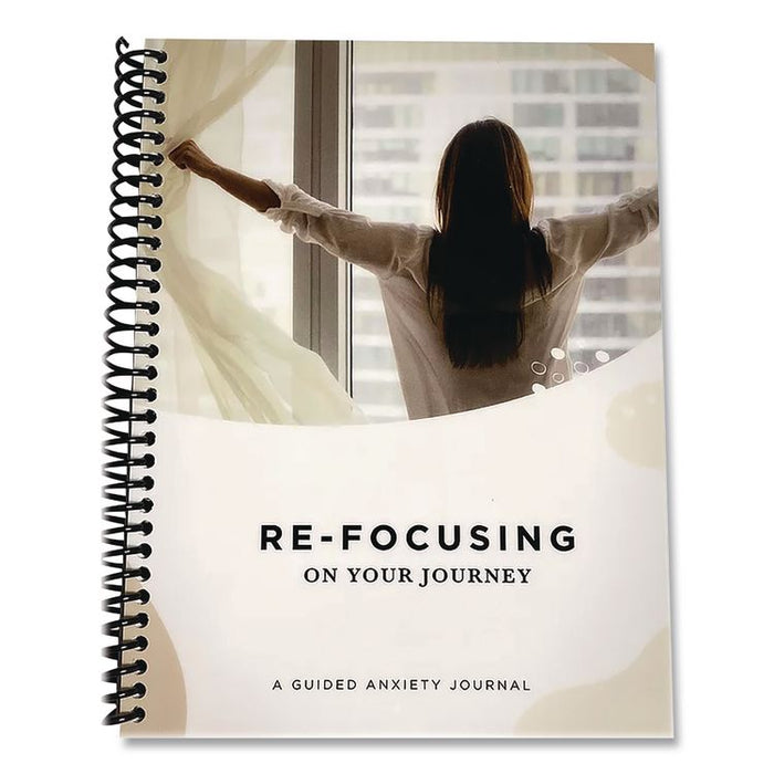 Refocusing on Your Journey: A Guided Anxiety Journal by Angela Stephens, Ivory/Multicolor Cover, (49) 8 x 6 Sheets