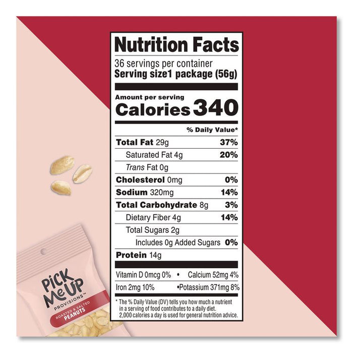 Roasted and Salted Peanuts, 2 oz Pouch, 36/Box