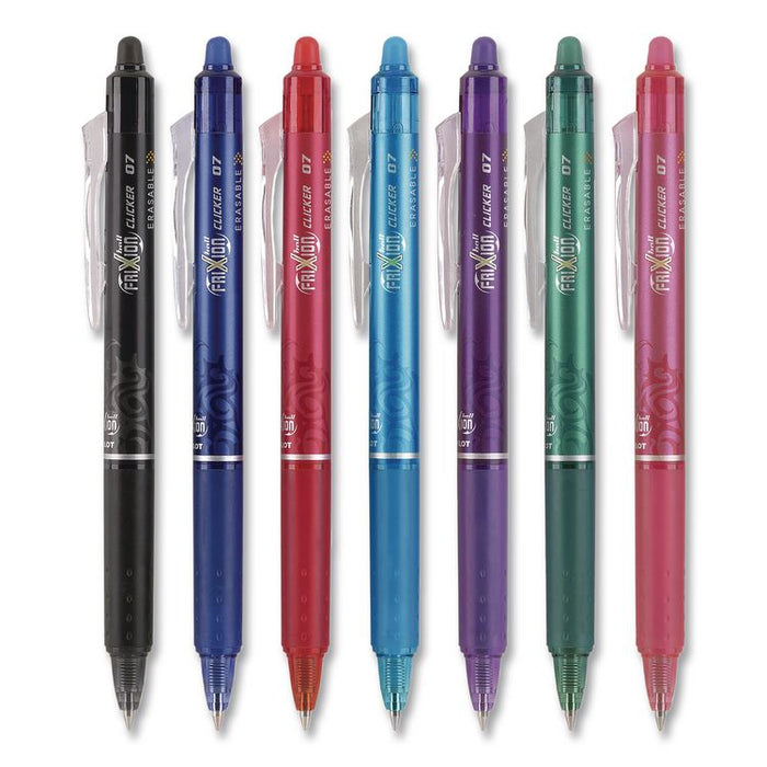 FriXion Ball Clicker Erasable Gel Pen, Retractable, Fine 0.7 mm, Assorted Ink and Barrel Colors, 7/Pack