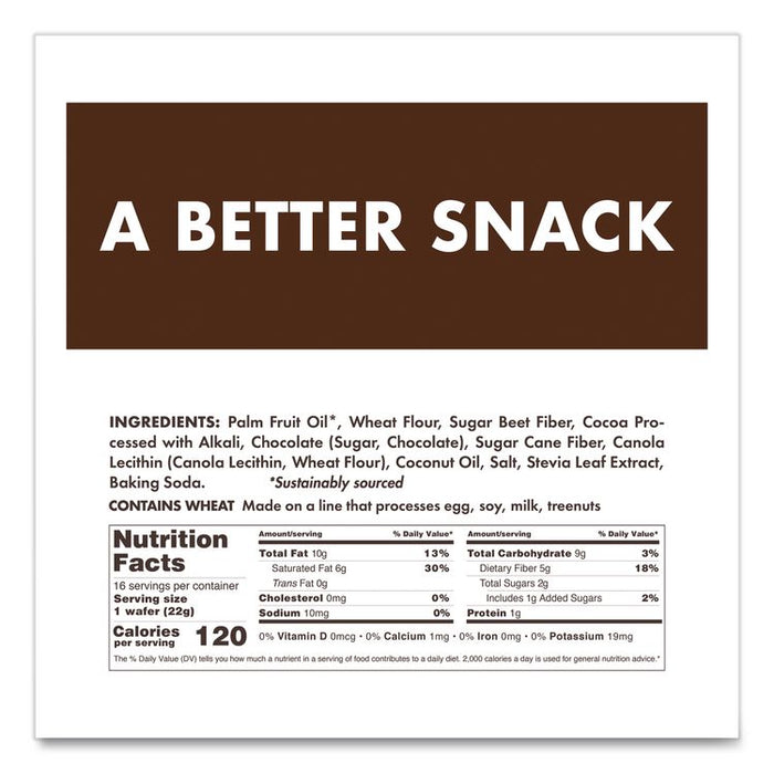 Wafers, Dark Chocolate, 0.78 oz Packet, 16/Box