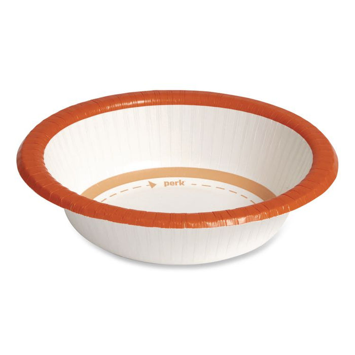 Heavy-Weight Paper Bowls, 12 oz, White/Orange, 125/Pack