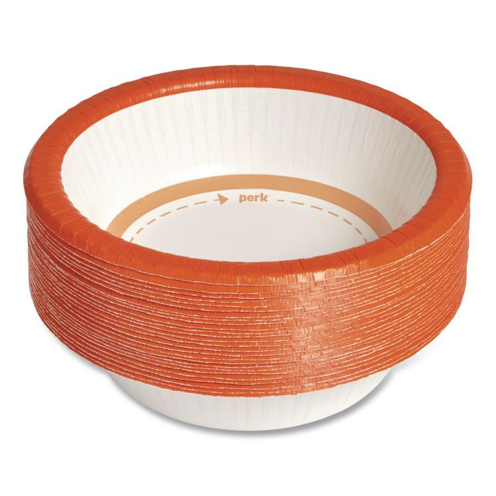 Heavy-Weight Paper Bowls, 12 oz, White/Orange, 125/Pack