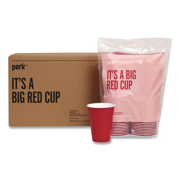 Plastic Cold Cups, 16 oz, Red, 500/Carton
